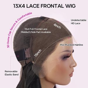 center wig 13x4 deep wave lace front wig natural black remy hair