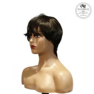 center wig machine made black wig remy hair h081