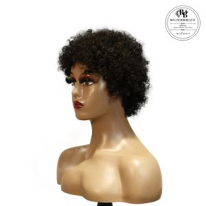 center wig machine made black wig remy hair h023