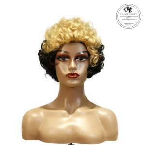 center wig machine made black wig remy hair tc004