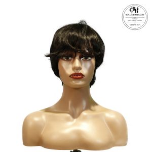 center wig machine made black wig remy hair h081