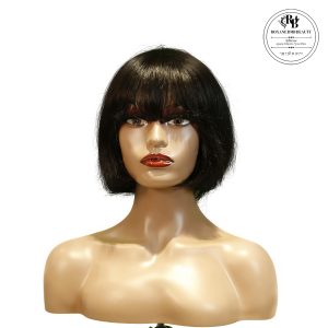 center wig machine made black wig remy hair h009