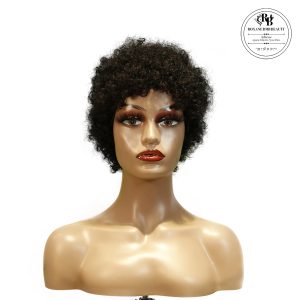 center wig machine made black wig remy hair h023