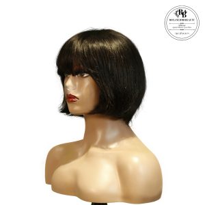 center wig machine made black wig remy hair h009