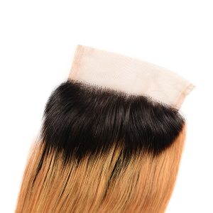 center wig remy hair 4x4 straight closure 1b27