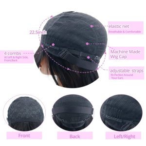 center wig machine made black wig remy hair tc066