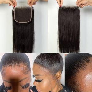 center wig remy hair 5x5 straight hd closure