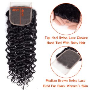 center wig remy hair 4x4 jerry curly closure