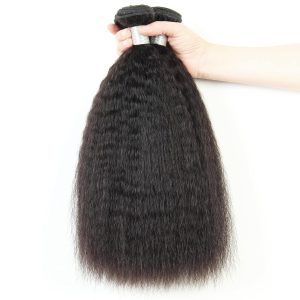 center wig remy hair black yaki straight bundles brazilian weaving