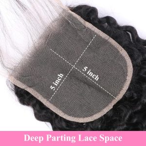 center wig remy hair 5x5 deep wave closure