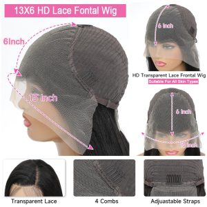 center wig natural black asian raw hair 13x6 hd lace front wig body wave human hair wig
