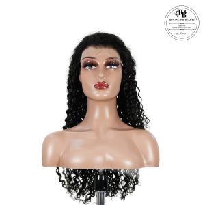 center wig natural black remy hair 6x7 lace closure deep wave human hair wig