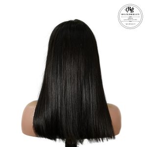center wig natural black asian raw hair 2x6 hd lace closure straight bob human hair wig