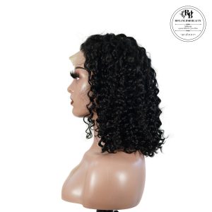 center wig natural black remy hair 5x5 lace closure deep wave 12 inch bob human hair wig