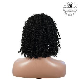 center wig natural black remy hair 5x5 lace closure jerry curly 12 inch bob human hair wig