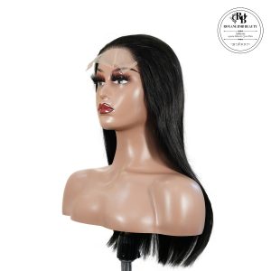 center wig natural black remy hair 5x5 lace closure straight human hair wig
