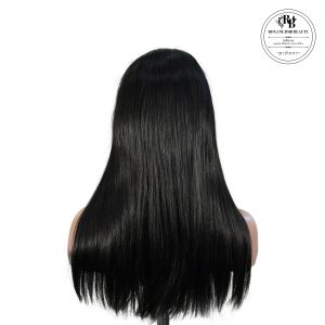 center wig natural black remy hair 5x5 lace closure straight human hair wig