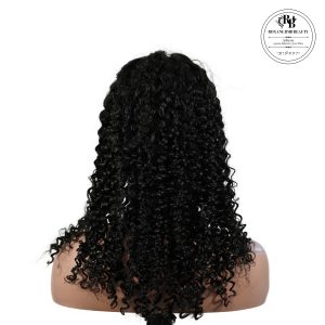 center wig natural black remy hair 5x5 lace closure jerry curly human hair wig