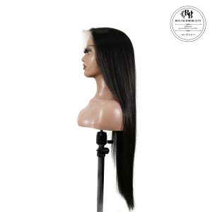center wig natural black asian raw hair 13x6 hd lace front wig straight human hair wig