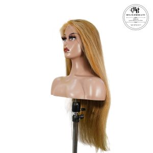 center wig 13x4 straight lace front wig 8&27 honey blonde highlight 26 inch remy hair