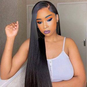 center wig 13x6 double drams straight lace front wig black remy hair