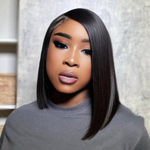 center wig natural black asian raw hair 5x5 hd lace closure straight bob human hair wig