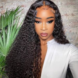 Home center wig 13x4 kinky curly lace front wig natural black remy hair