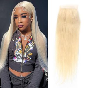 center wig remy hair 4x4 straight closure 613